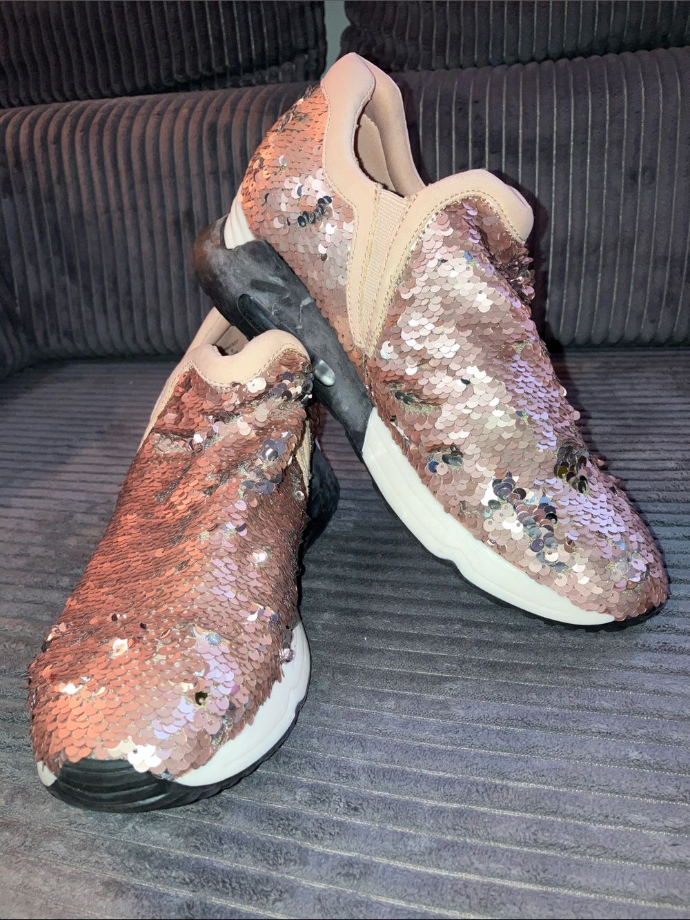 The Fix Reversible Sequin Slip-On Luca Sneakers – Rose Gold & Silver